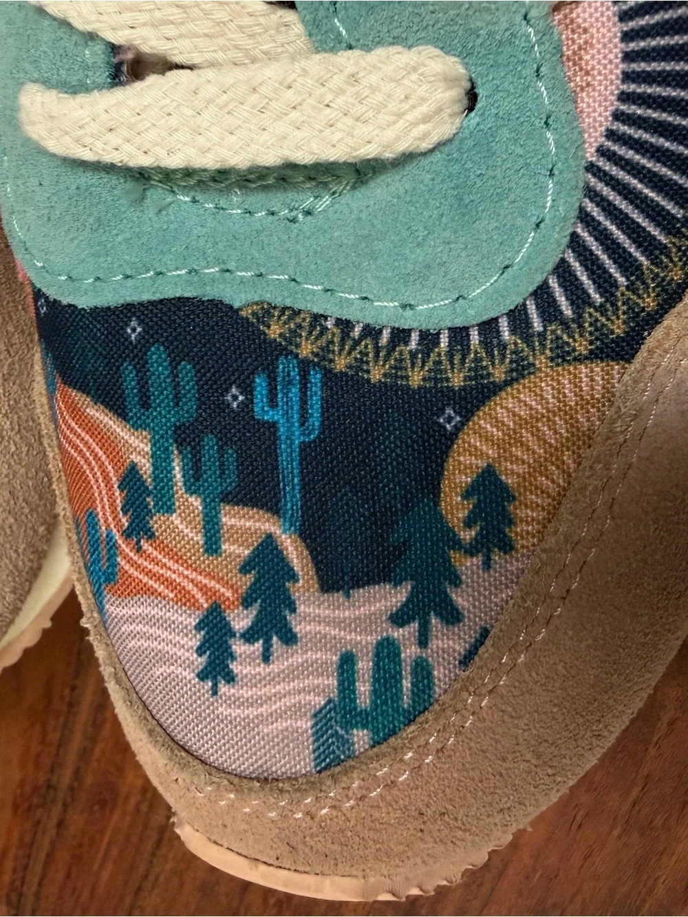 Inkkas Desert Landscape Sneakers | Southwestern Cactus Print Lace-Up Shoes sz 10 - Picture 7 of 13